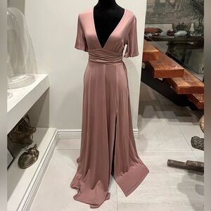 NWT Baltic Born Mauve Maxi Elegant Sexy long Dress Deep V-Neck SZ S RTL $130